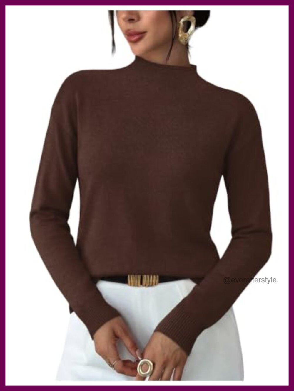 Womens Mock Neck Sweater Long Sleeve Pullover Buttery Soft Knit